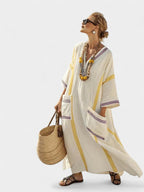 Stella | Women's Elegant Maxi Dress - Beige Yellow