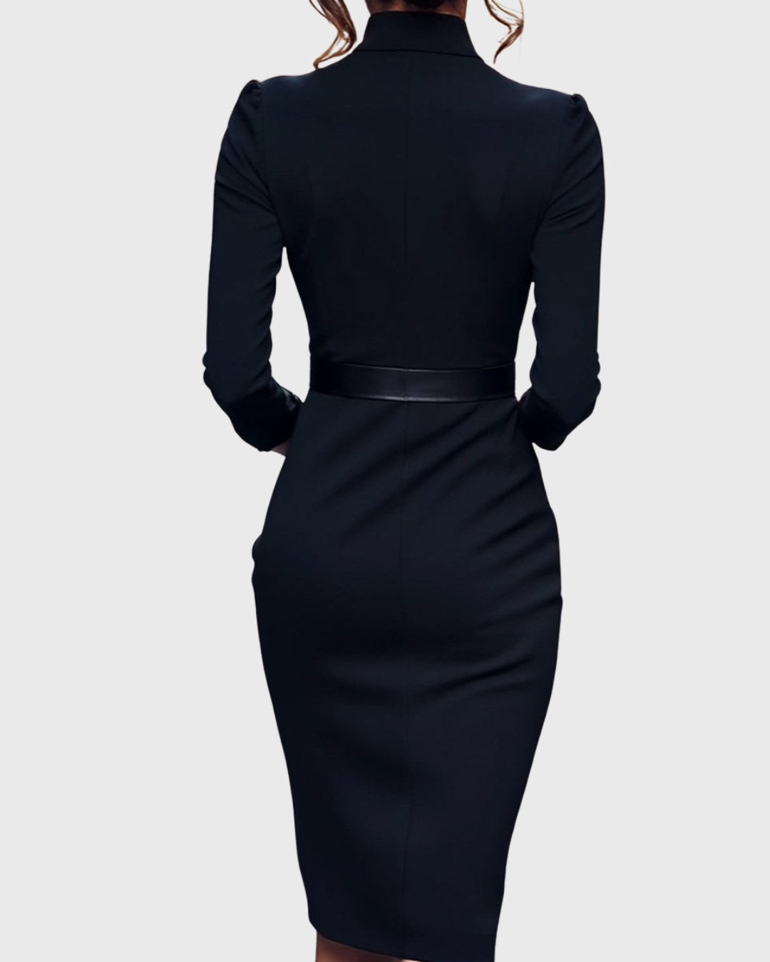 Stella | Women's Mock Wrap Midi Dress with Belt - Red