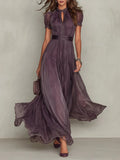 Rose | Women's Chiffon Maxi Dress, Puff Sleeve Evening Dress | The Dress Cellar