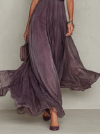 Rose | Women's Chiffon Maxi Dress, Puff Sleeve Evening Dress | The Dress Cellar