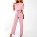 Sutton | Women's Tie-Front Batwing Jumpsuit - Pink