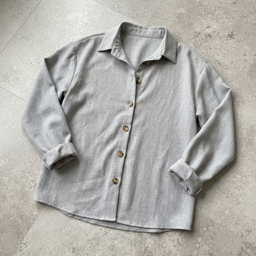 Suzanne | Women's Linen Blend Blouse with Classic Collar, Relaxed Fit Shirt | The Dress Cellar