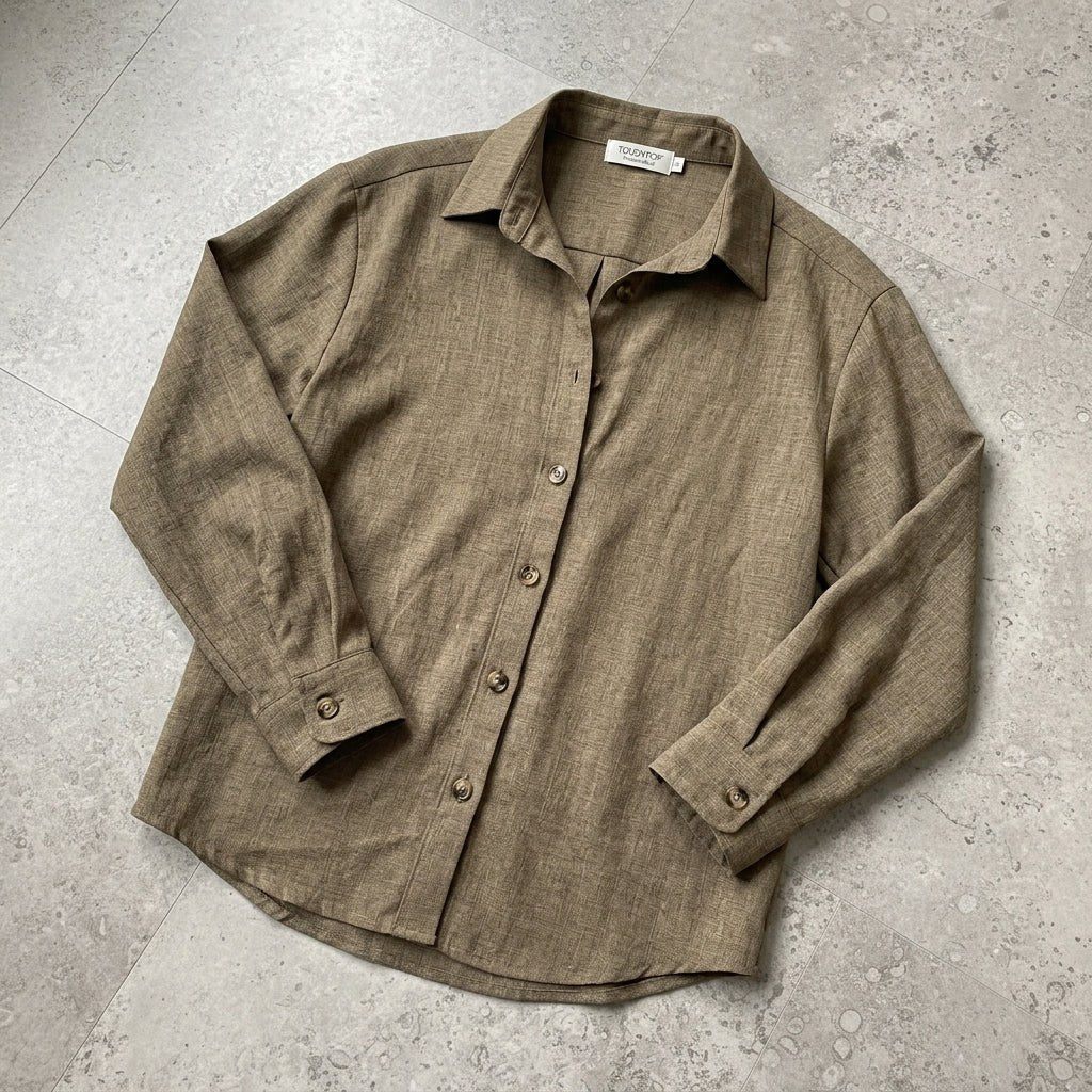 Suzanne | Women's Linen Blend Blouse with Classic Collar, Relaxed Fit Shirt | The Dress Cellar