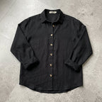 Suzanne | Women's Linen Blend Blouse with Classic Collar, Relaxed Fit Shirt | The Dress Cellar