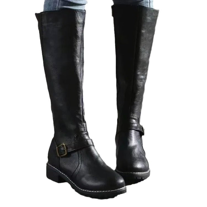 Sylvia | Women's Orthopedic Leather Knee-High Boots, Block Heel Autumn Boots | The Dress Cellar