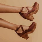 Teresa | Women's Closed-Toe Wedge Heels with Ankle Strap - Brown