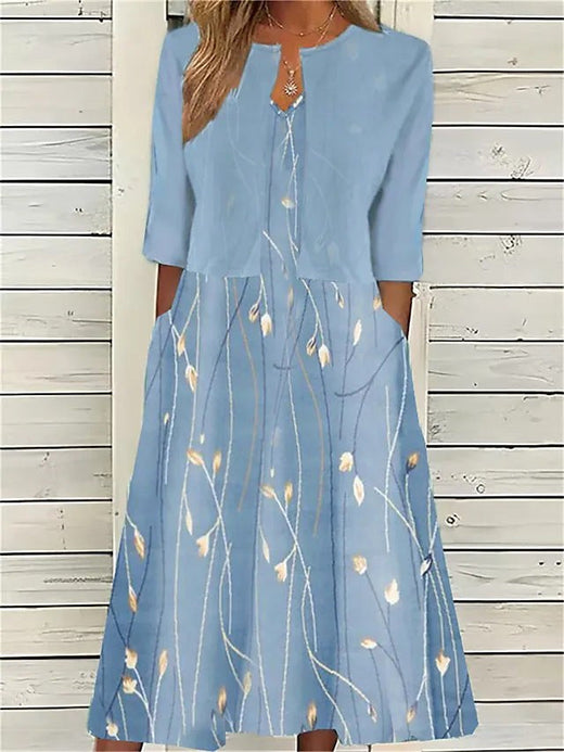 Tessa | Women's Chic Two-Piece Midi Set - Blue