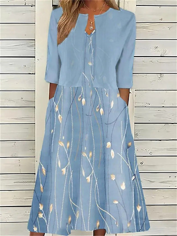 Tessa | Women's Chic Two-Piece Midi Set - Blue