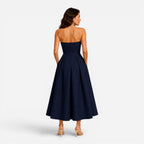 Sage | Women's Pleated Midi Dress, Strapless Occasion Dress | The Dress Cellar