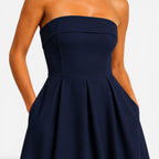 Sage | Women's Pleated Midi Dress, Strapless Occasion Dress | The Dress Cellar