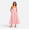Sage | Women's Pleated Midi Dress, Strapless Occasion Dress | The Dress Cellar