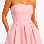 Sage | Women's Pleated Midi Dress, Strapless Occasion Dress | The Dress Cellar