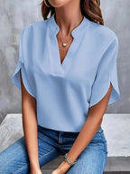 Thalia | Women's Tailored Long Sleeve Blouse - Blue