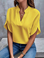 Thalia | Women's Tailored Long Sleeve Blouse - Yellow
