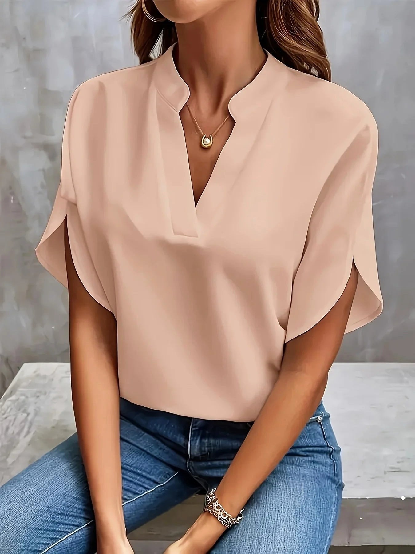 Thalia | Women's Tailored Long Sleeve Blouse - Pink