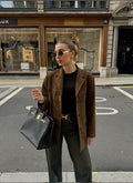Diana | Women's Brown Suede-Effect Jacket, Button-Front Fall Jacket | The Dress Cellar | Brown