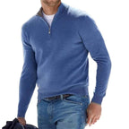 Toby | Men's Quarter-Zip Knit Jumper, Stand Collar Sweater | The Dress Cellar | Blue