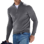 Toby | Men's Quarter-Zip Knit Jumper, Stand Collar Sweater | The Dress Cellar | Gray