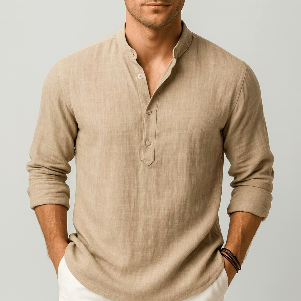 Thomas | Men's Linen Shirt with a Classic Collar – an Elegant Summer Shirt | The Dress Cellar