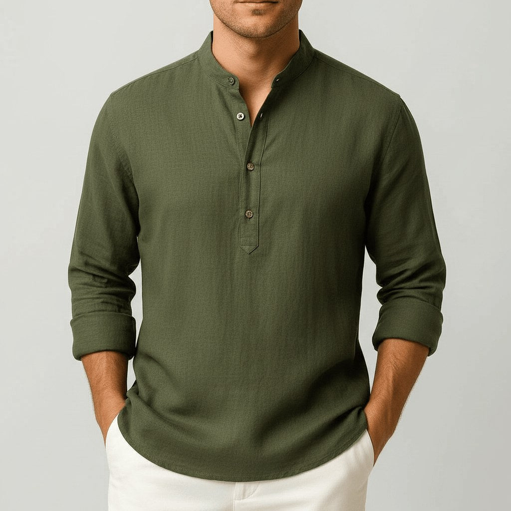 Thomas | Men's Linen Shirt with a Classic Collar – an Elegant Summer Shirt | The Dress Cellar