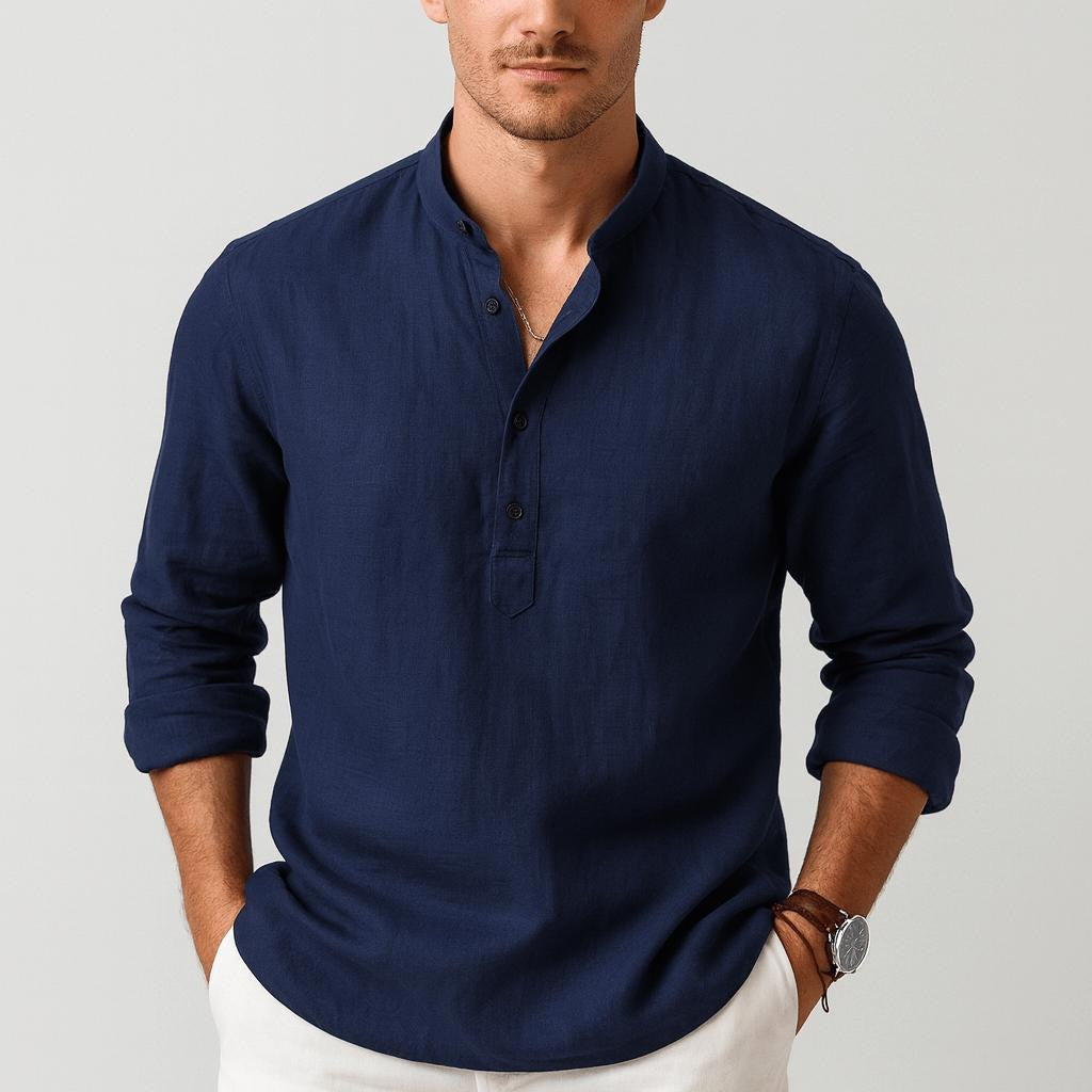 Thomas | Men's Linen Shirt with a Classic Collar – an Elegant Summer Shirt | The Dress Cellar