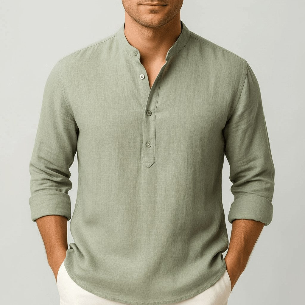 Thomas | Men's Linen Shirt with a Classic Collar – an Elegant Summer Shirt | The Dress Cellar