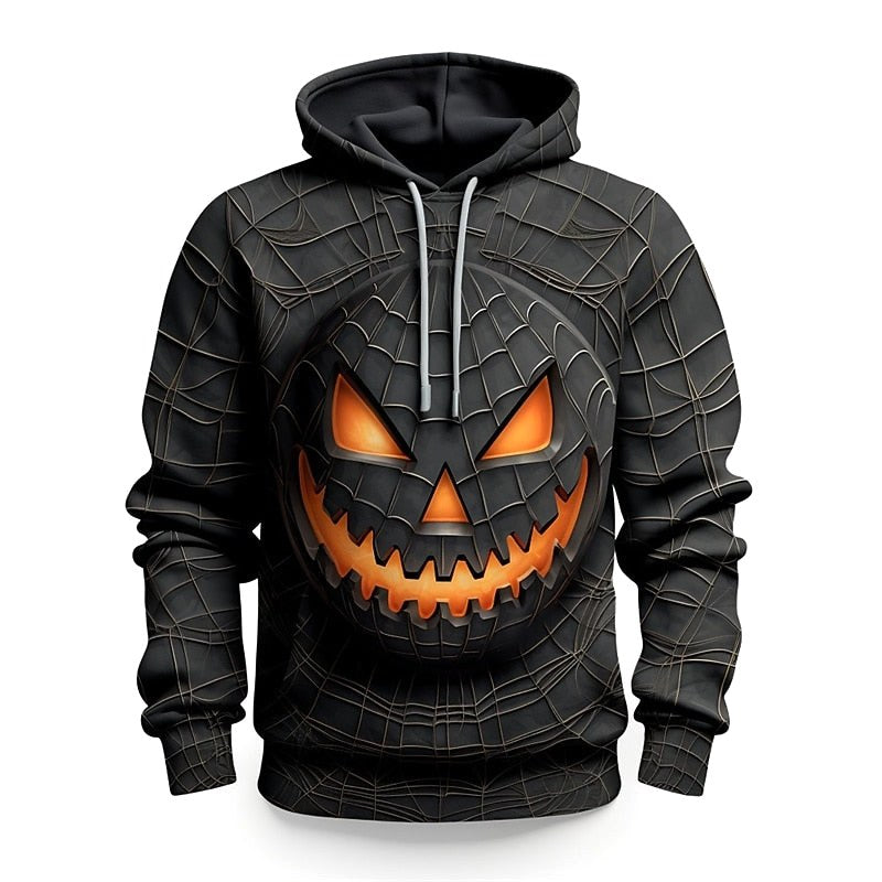 Trevor | Men's Halloween Graphic Hooded Sweatshirt, Seasonal Pullover Hoodie | The Dress Cellar | Gray