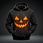 Trevor | Men's Halloween Graphic Hooded Sweatshirt, Seasonal Pullover Hoodie | The Dress Cellar | Black Grey