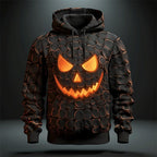 Trevor | Men's Halloween Graphic Hooded Sweatshirt, Seasonal Pullover Hoodie | The Dress Cellar | Orange