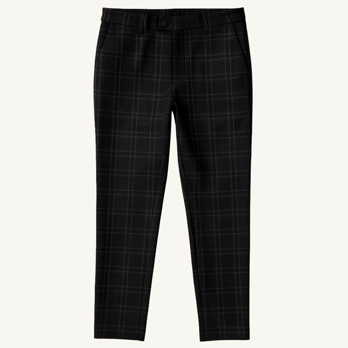 Tristan | Men's Checked Slim Fit Trousers, Smart Casual Trousers | The Dress Cellar | Black