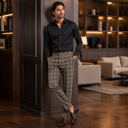 Tristan | Men's Checked Slim Fit Trousers, Smart Casual Trousers | The Dress Cellar