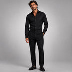 Tristan | Men's Checked Slim Fit Trousers, Smart Casual Trousers | The Dress Cellar | Dark Gray