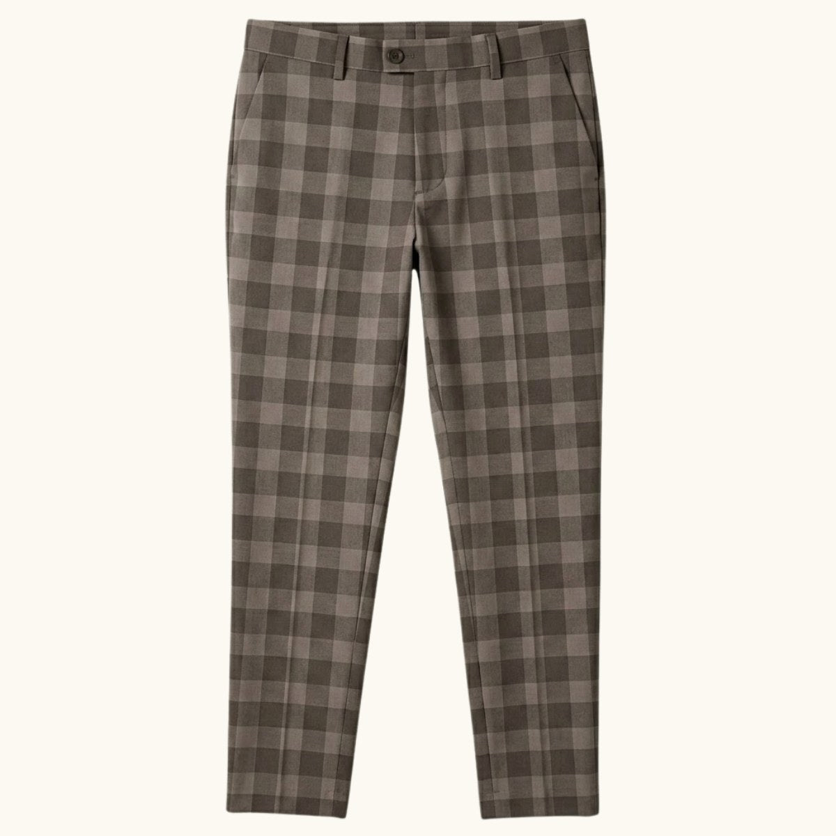 Tristan | Men's Checked Slim Fit Trousers, Smart Casual Trousers | The Dress Cellar | Khaki