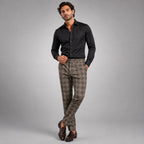 Tristan | Men's Checked Slim Fit Trousers, Smart Casual Trousers | The Dress Cellar | Gray