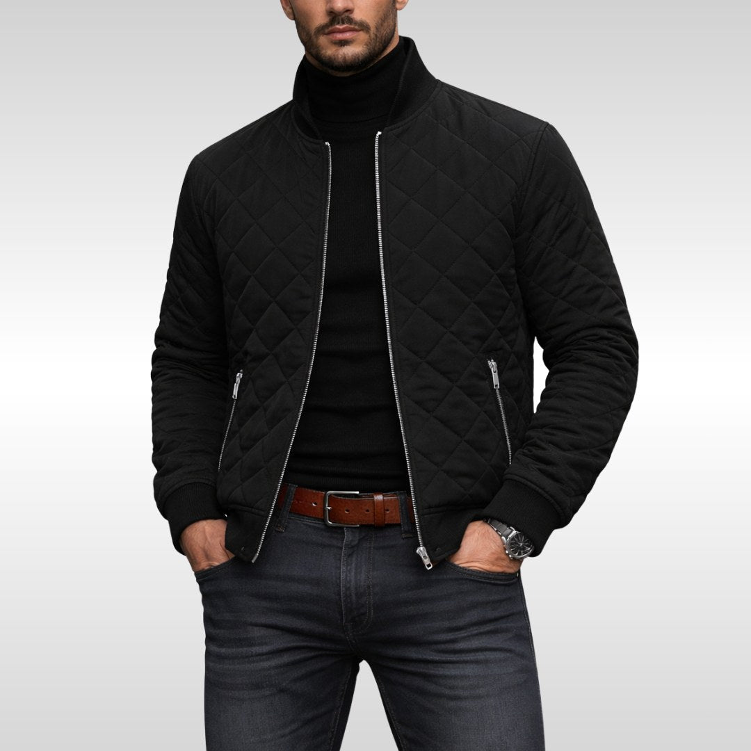 Tristan | Men's Quilted Jacket, Lightweight Autumn Coat | The Dress Cellar | Black