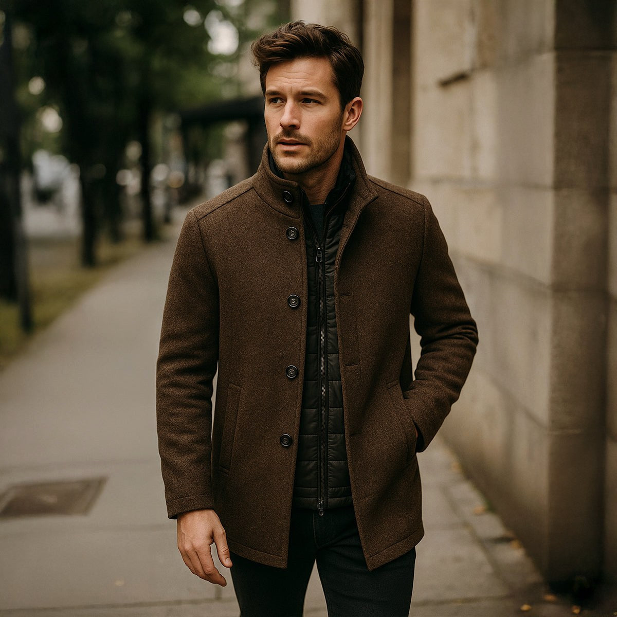 Tucker | Men's Wool Blend Tailored Trench Coat, Classic Formal Coat | The Dress Cellar