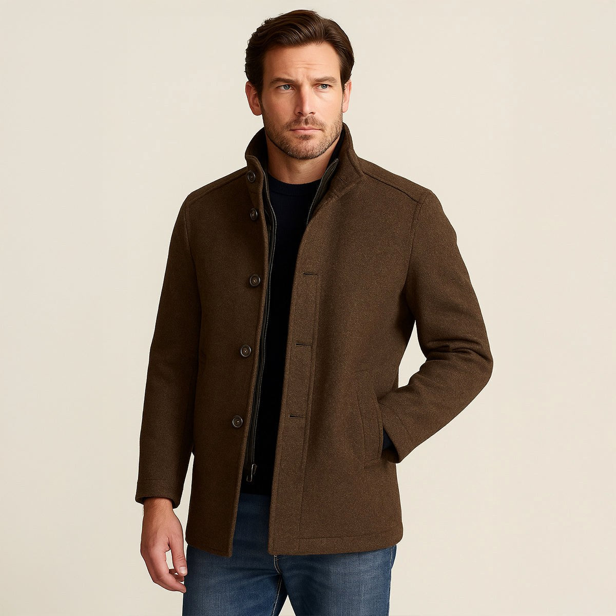 Tucker | Men's Wool Blend Tailored Trench Coat, Classic Formal Coat | The Dress Cellar
