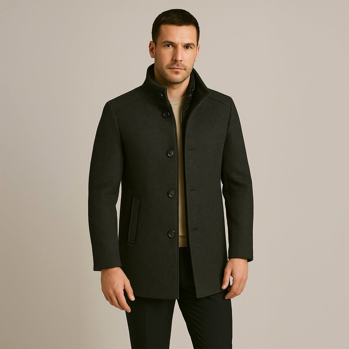 Tucker | Men's Wool Blend Tailored Trench Coat, Classic Formal Coat | The Dress Cellar