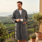 Tyler | Men's Cotton Waffle Lightweight Bathrobe, Spa Robe with Belt | The Dress Cellar