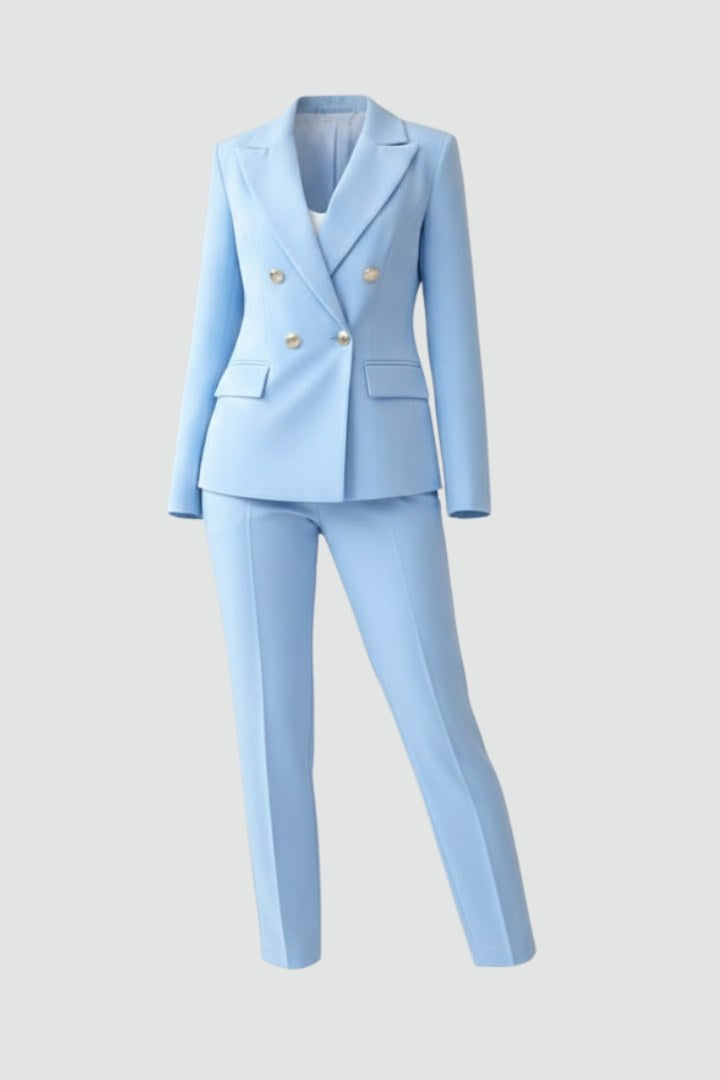 Valerie | Women's Tailored Blazer Suit, High-Waisted Trouser Suit | The Dress Cellar | Light Blue