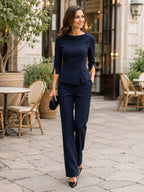 Faith | Women's Asymmetric Cut-Out Top and Wide-Leg Pants, Two-Piece Set | The Dress Cellar