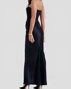 Viviane | Women's Strapless Draped Maxi Dress, Corset-Bodice Evening Dress | The Dress Cellar | White