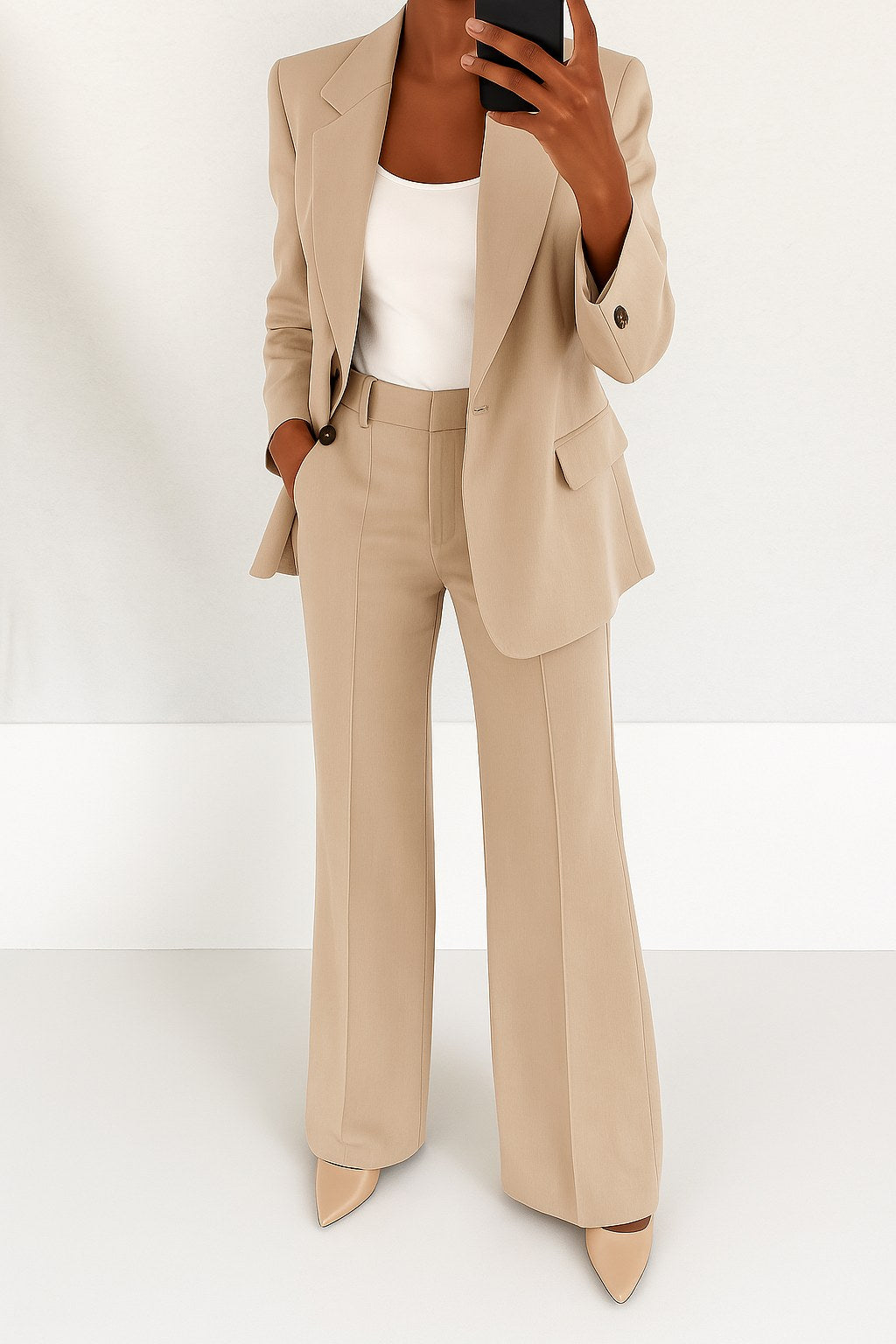 Vivienne | Women's Tailored Blazer and Trouser Set | The Dress Cellar | Brown