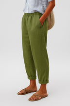 Wanda | Women's Straight-Leg Pants With Side Pockets - Green