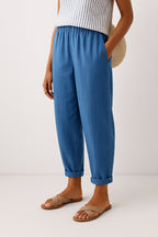 Wanda | Women's Straight-Leg Pants With Side Pockets - Blue