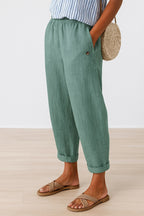 Wanda | Women's Straight-Leg Pants With Side Pockets - Light Green
