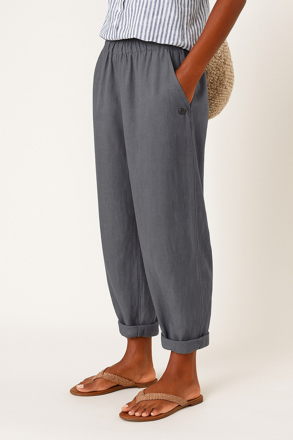 Wanda | Women's Straight-Leg Pants With Side Pockets - Gray