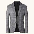 Warren | Men's Checked Lightweight Slim Fit Blazer, Smart Casual Blazer Suit | The Dress Cellar | Dark Grey