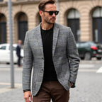 Warren | Men's Checked Lightweight Slim Fit Blazer, Smart Casual Blazer Suit | The Dress Cellar | Brown