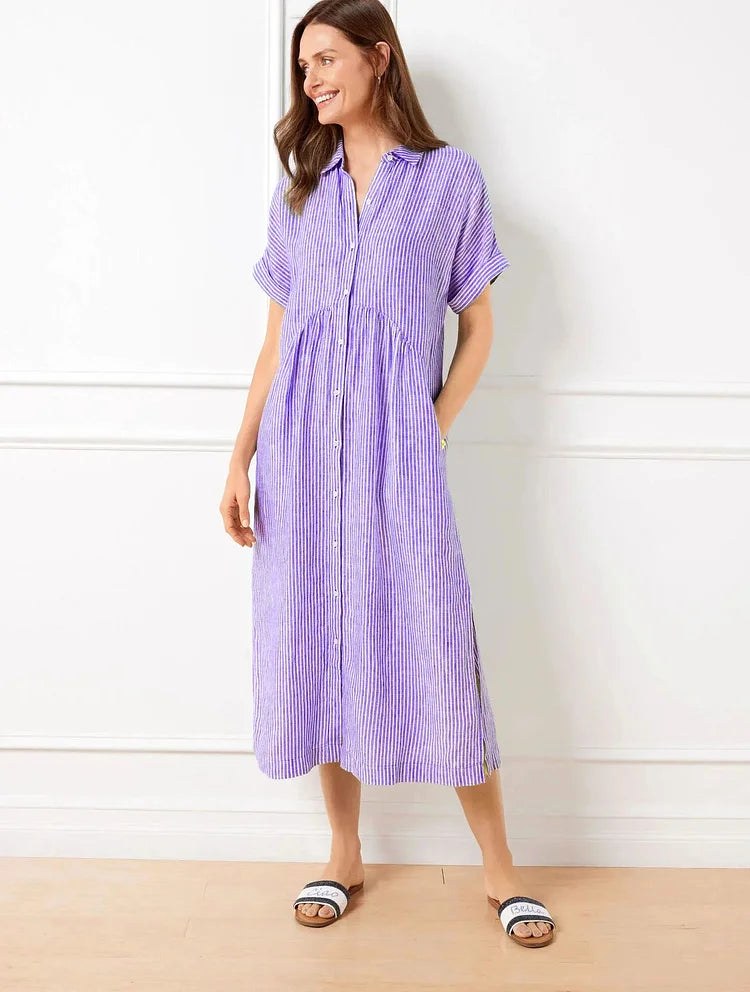 Wendy | Women's Casual Shirt Dress - Orange